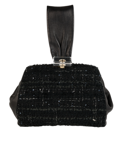 Vintage Clutch, &pound;550, Handbags, Black, Leather/Tweed, Front view